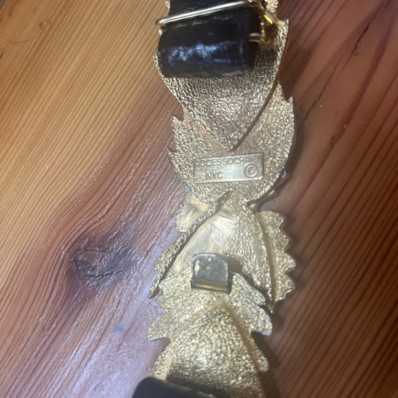 Accessocraft nyc gold Leaf buckle  vintage the ritz belt genuine snake skin main image 9